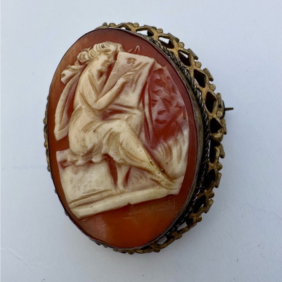 Vintage Cameo Brooch with Gold Trim - Picture 14 of 14